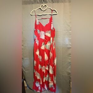 Forever 21 Red Palm Print Maxi Dress